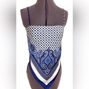 Zara Satin Tie Back Bandana Tank Crop Top XS-M